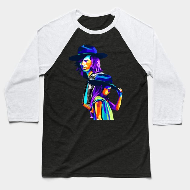 Carl & Judith Grimes WPAP Pop Art Colourful Baseball T-Shirt by godansz